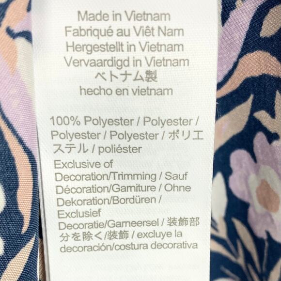 J.Crew V-Neck Mini Dress Floral Fields Navy Smocked Waist Ruffle Neck Medium - Picture 12 of 16